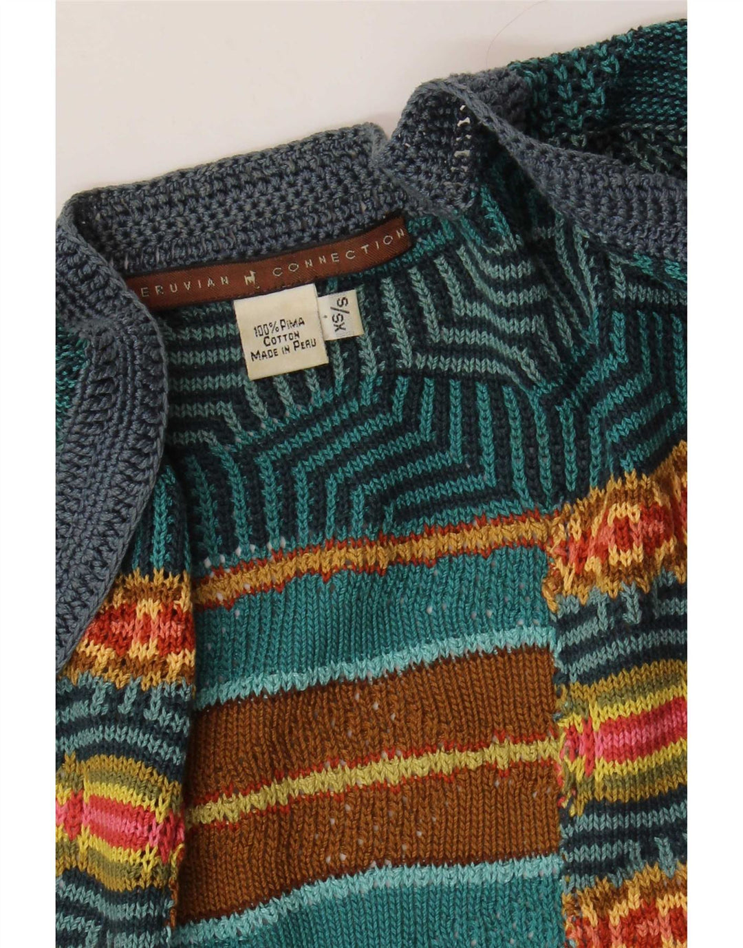 Peruvian Connection Womens Short Sleeve Cardigan Sweater UK 6 XS Grey