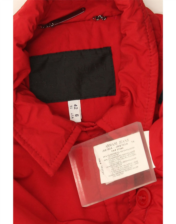Armani Jeans Womens Bomber Jacket EU 42 Large Red Polyester