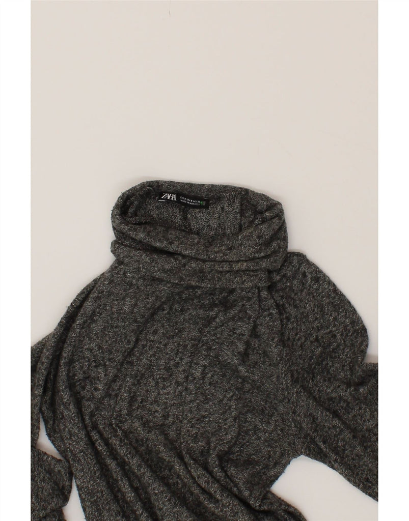 ZARA Womens Roll Neck Jumper Dress UK 10 Small Grey Polyester Vintage Zara and Second-Hand Zara from Messina Hembry 