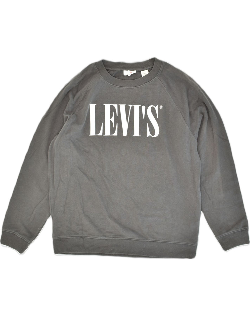 LEVI'S Womens Graphic Sweatshirt Jumper UK 14 Medium Grey Cotton | Vintage Levi's | Thrift | Second-Hand Levi's | Used Clothing | Messina Hembry 