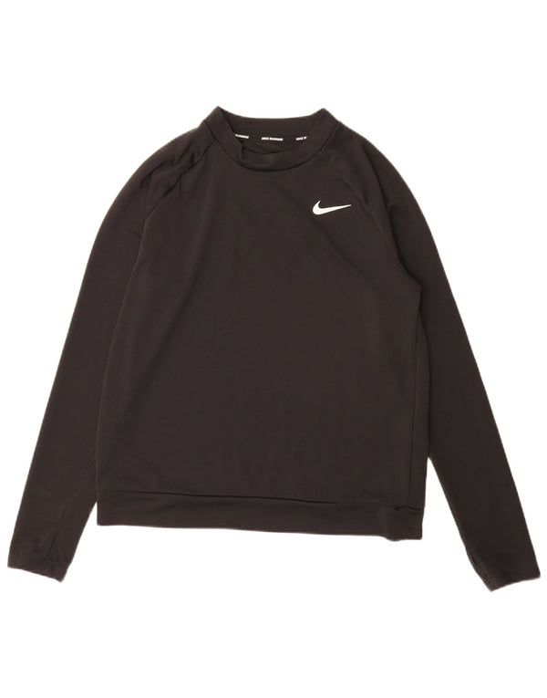 Nike Mens Dri Fit Top Long Sleeve Small Black Polyester