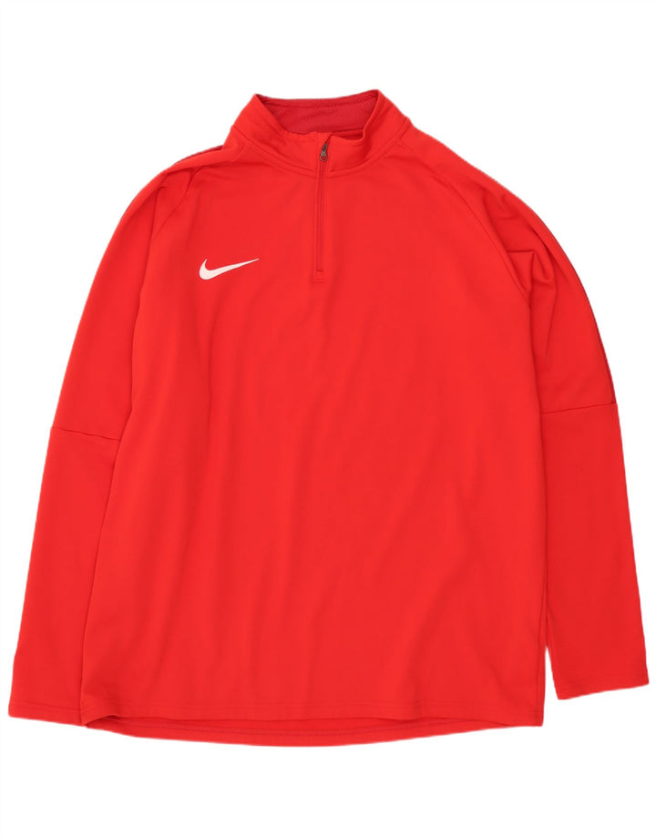 Nike Mens Dri Fit Zip Neck Pullover Tracksuit Top XL Red Polyester