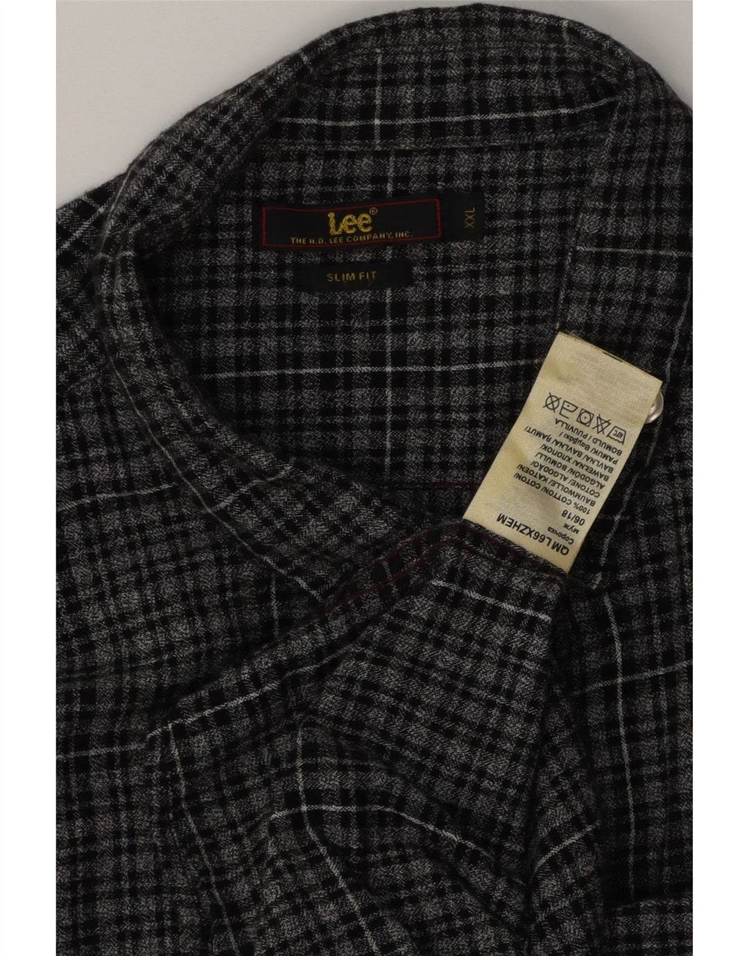 Lee Mens Slim Fit Flannel Shirt 2XL Navy Blue Check Cotton