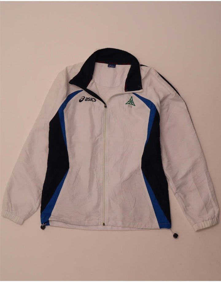 ASICS Mens Tracksuit Top Jacket Large White Colourblock Polyester
