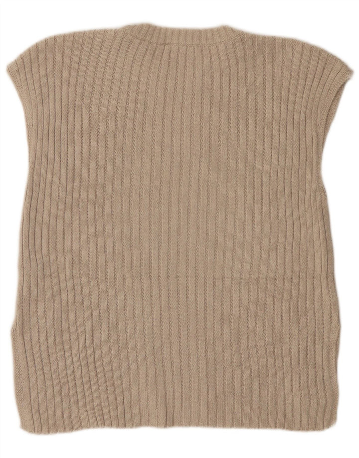 Zara Womens Vest Tank Top UK 16 Large Beige Polyester