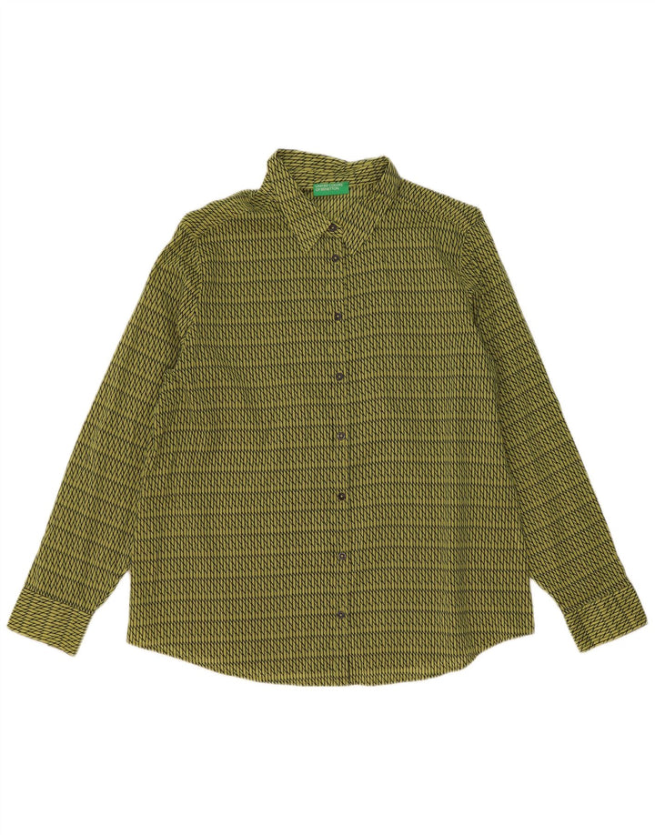 Benetton Womens Shirt UK 16 Large Green Geometric