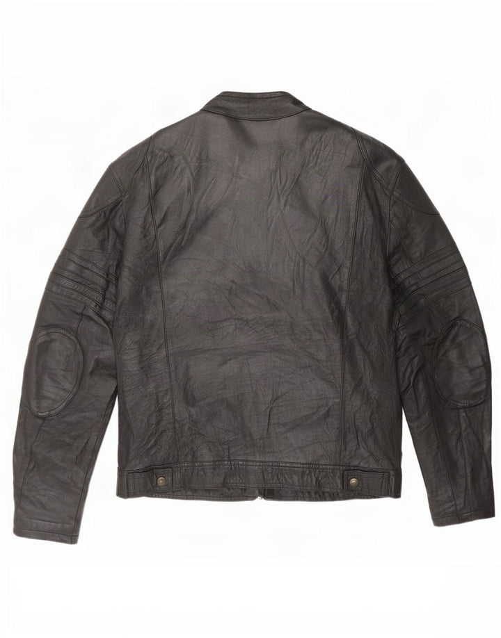 Vintage Mens Leather Racer Jacket IT 54 2XL Black