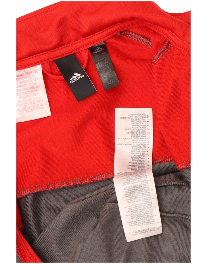 ADIDAS Boys Graphic Tracksuit Top Jacket 9-10 Years Grey Colourblock