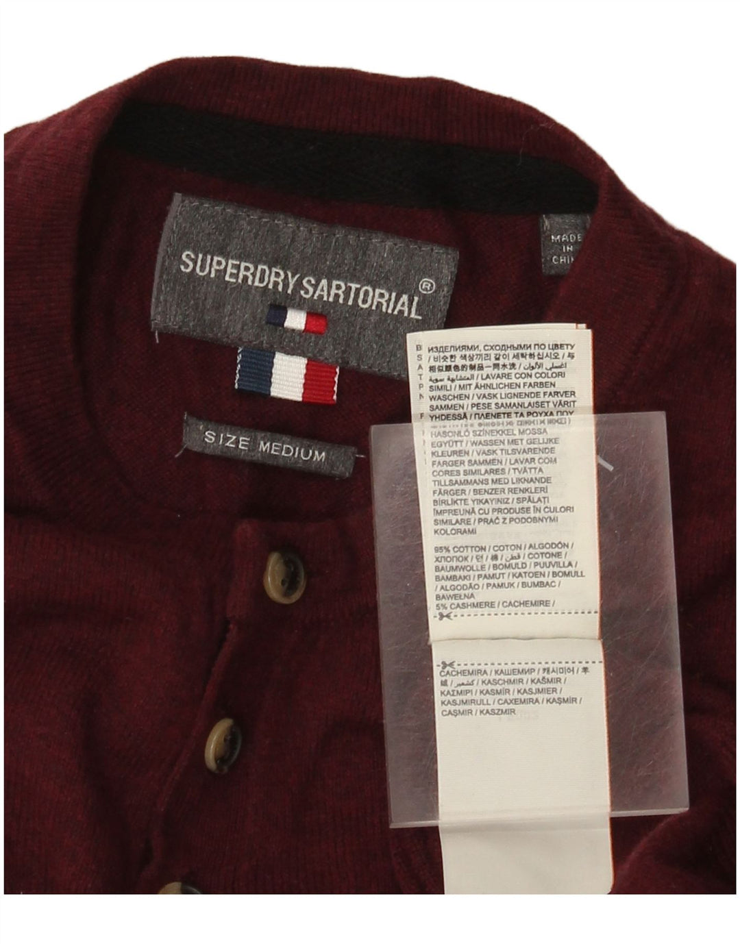 Superdry Mens Crew Neck Jumper Sweater Medium Burgundy Cotton