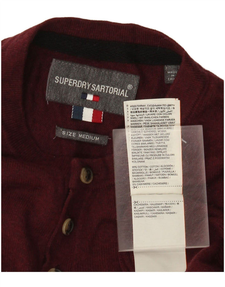 Superdry Mens Crew Neck Jumper Sweater Medium Burgundy Cotton