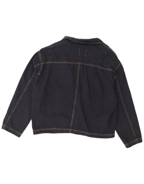 Zara Womens Oversized 1 Button Denim Blazer Jacket UK 14 Medium Navy Blue