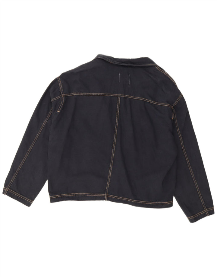 Zara Womens Oversized 1 Button Denim Blazer Jacket UK 14 Medium Navy Blue