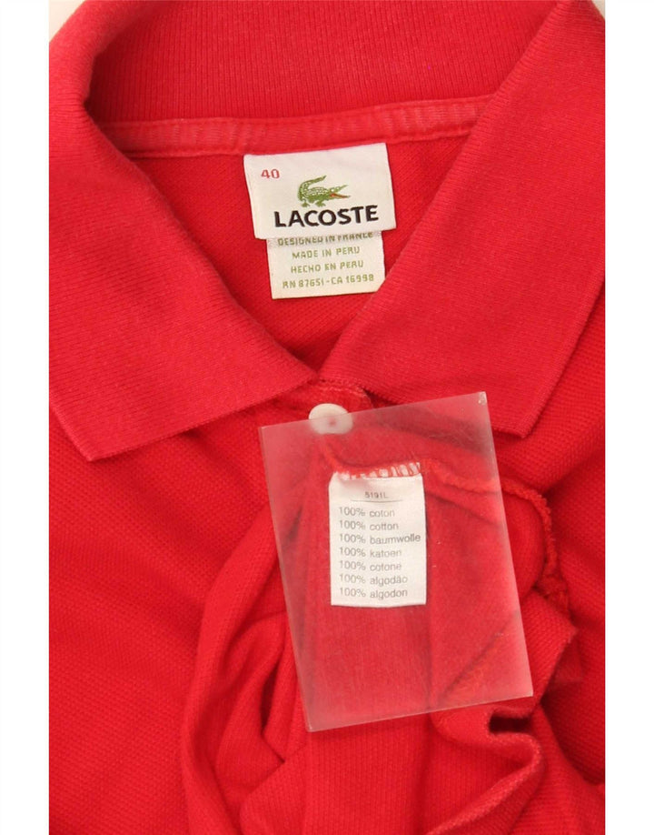 Lacoste Womens Crop Polo Shirt Size 40 Medium Red Cotton