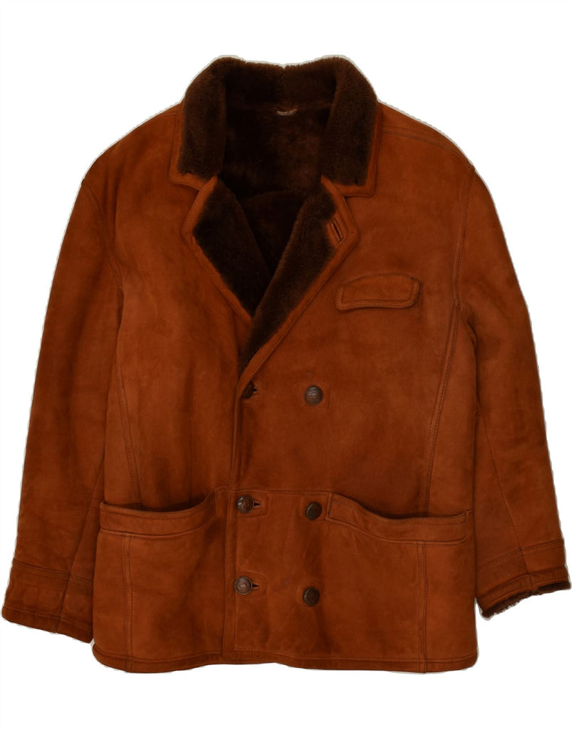 VINTAGE Mens Shearling Jacket IT 48 Medium Brown Shearling | Vintage Vintage | Thrift | Second-Hand Vintage | Used Clothing | Messina Hembry 