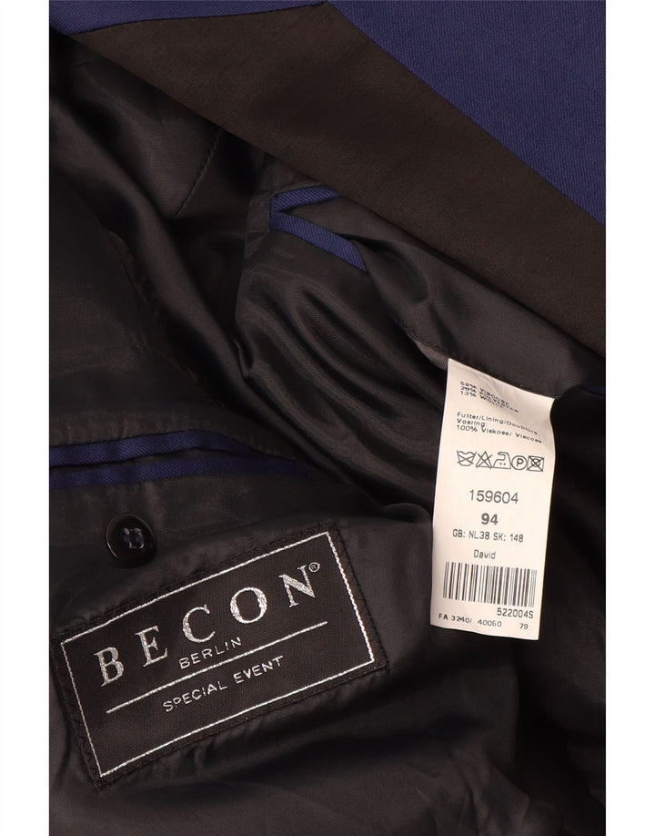 Vintage Mens Berlin Blazer Jacket UK 38 Medium Navy Blue Colourblock