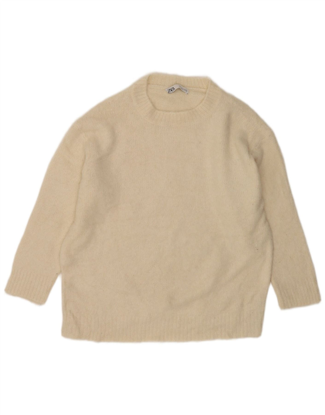 Zara Womens Oversized Boat Neck Jumper Sweater UK 10 Small Off White