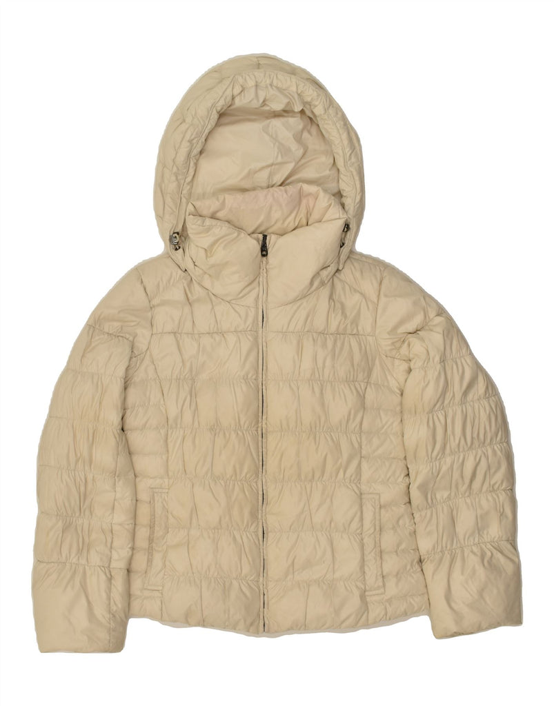 MAX MARA Womens Loose Fit Hooded Padded Jacket UK 6 XS Beige Polyamide | Vintage Max Mara | Thrift | Second-Hand Max Mara | Used Clothing | Messina Hembry 