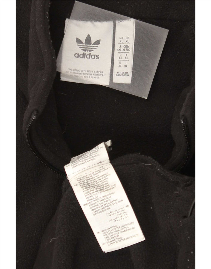 Adidas Mens Graphic Zip Neck Fleece Jumper XL Black Polyester