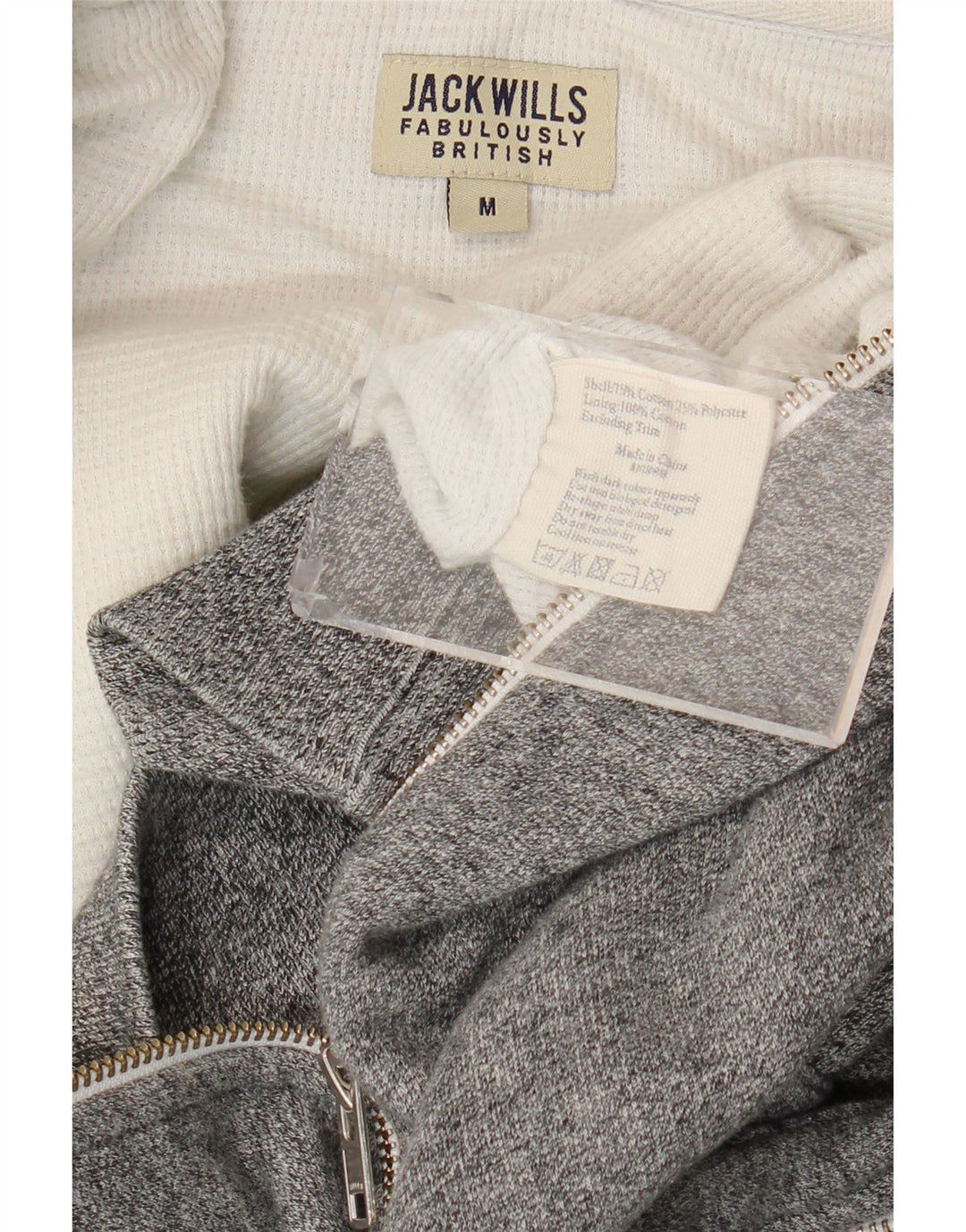 Jack Wills Mens Zip Hoodie Sweater Medium Grey Cotton