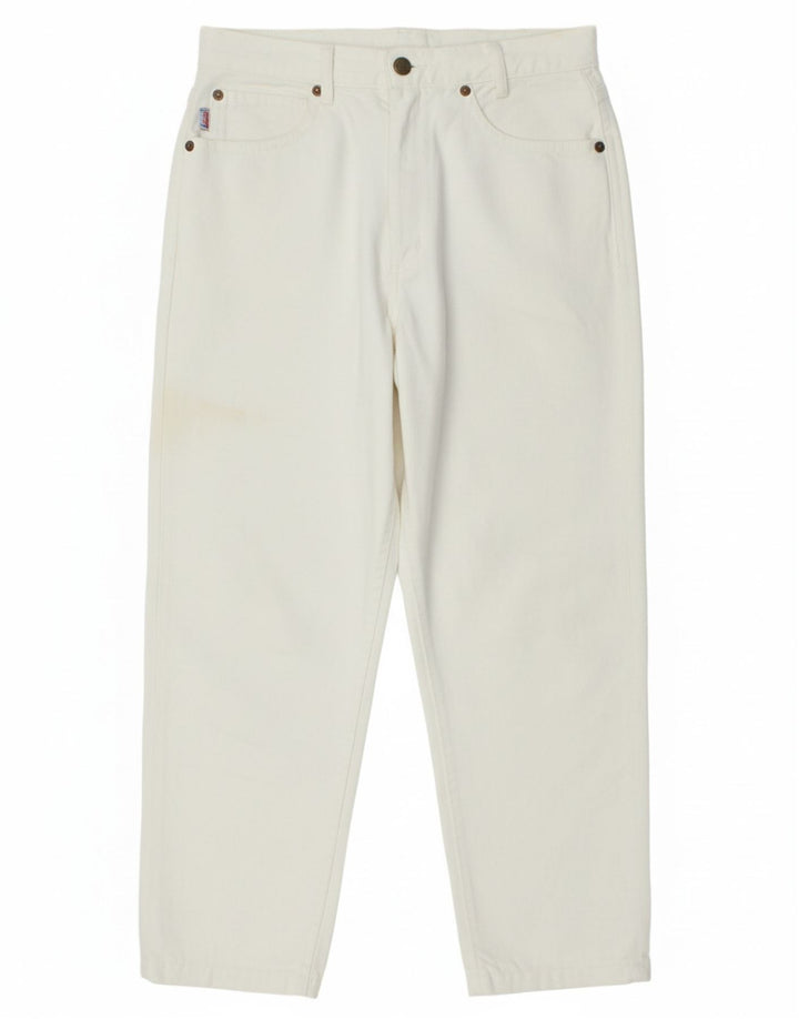 ENRICO COVERI Womens Cropped Trousers W26 L23 White Cotton