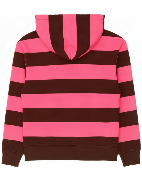 Zara Womens Hoodie Jumper UK 14 Medium Pink Striped Cotton