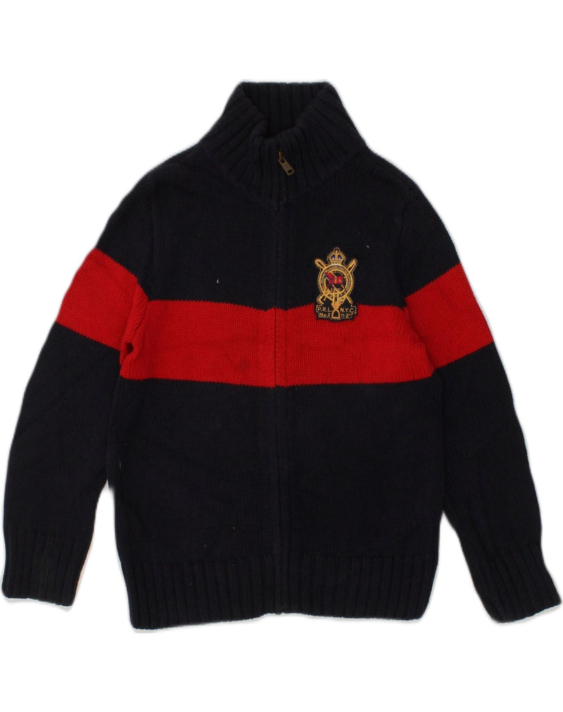 POLO RALPH LAUREN Boys Cardigan Sweater 5-6 Years Navy Blue Striped Cotton | Vintage Polo Ralph Lauren | Thrift | Second-Hand Polo Ralph Lauren | Used Clothing | Messina Hembry 