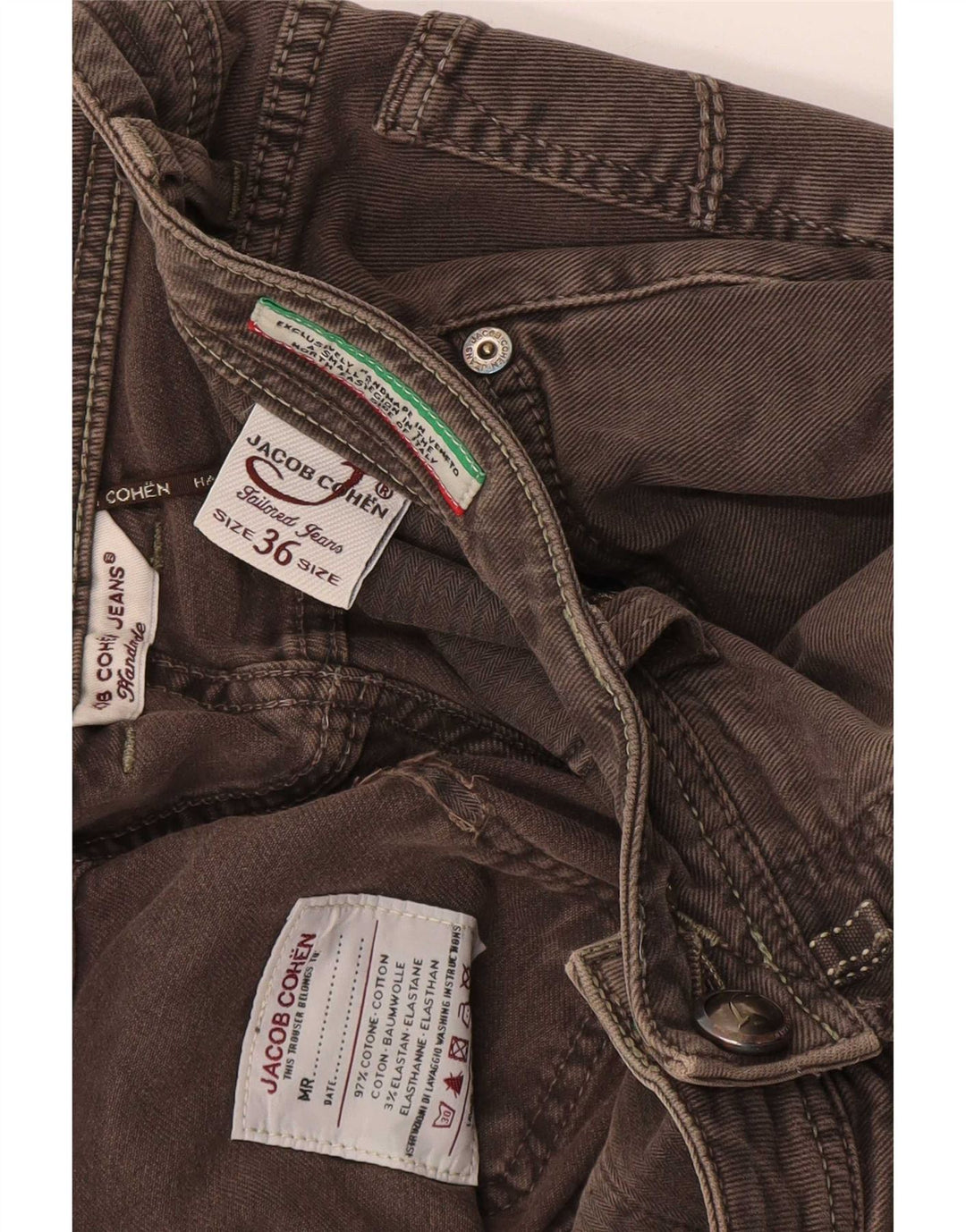 Jacob Cohen Mens Slim Jeans W36 L30 Grey Cotton