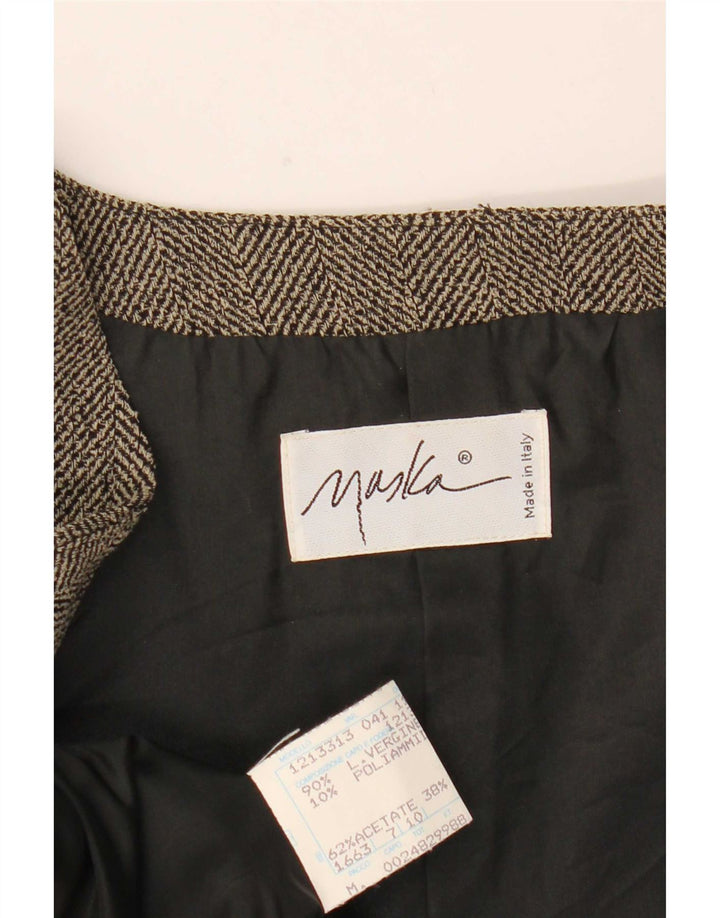Maska Womens Double Breasted Blazer Jacket IT 42 Medium Grey Herringbone