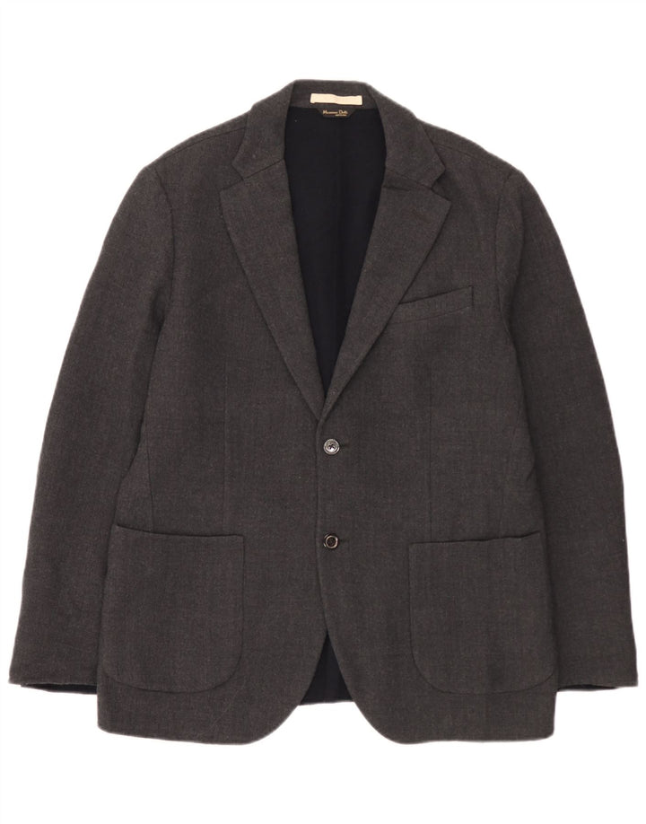 Massimo Dutti Mens 2 Button Blazer Jacket EU 52 Large Grey