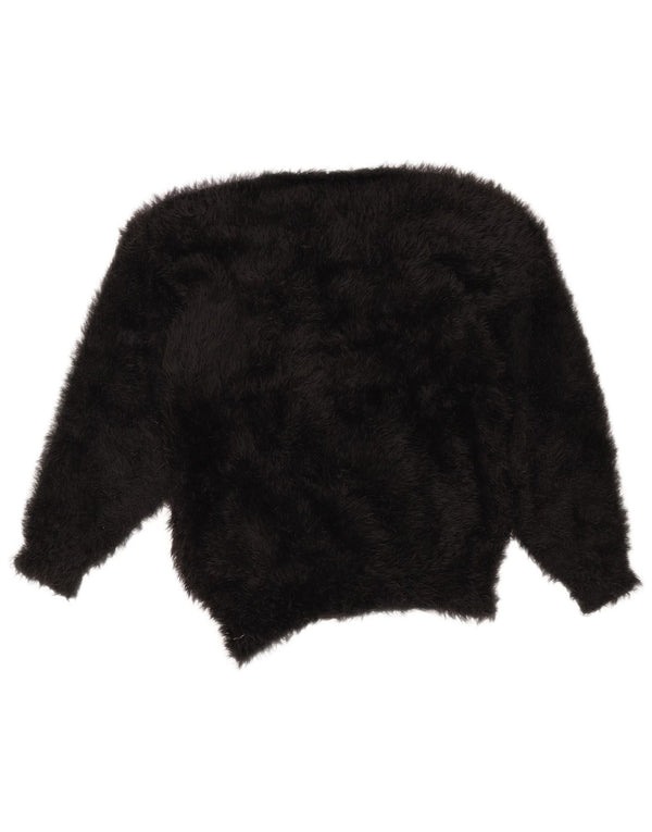 VINTAGE Womens Crew Neck Jumper Sweater UK 14 Medium Black Colourblock