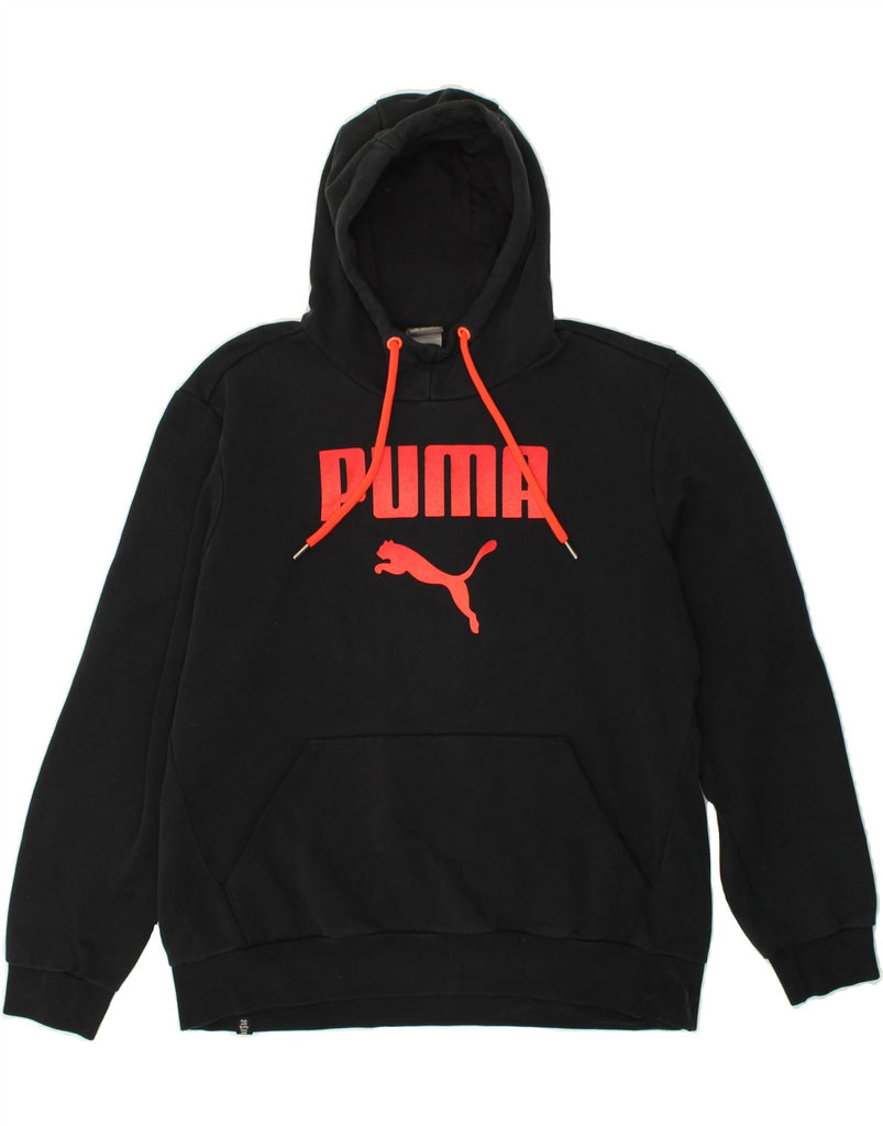 PUMA Mens Graphic Hoodie Jumper Large Black Cotton | Vintage Puma | Thrift | Second-Hand Puma | Used Clothing | Messina Hembry 