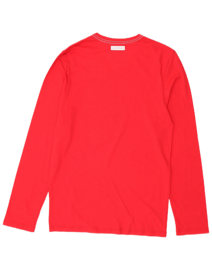 Calvin Klein Womens Top Long Sleeve UK 12 Medium Red Cotton