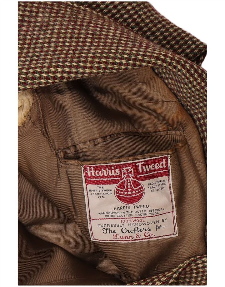 Harris Tweed Mens 2 Button Blazer Jacket UK 38 Medium Brown Check Wool