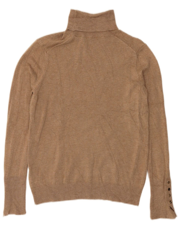 Zara Womens Roll Neck Jumper Sweater UK 12 Medium Beige Viscose