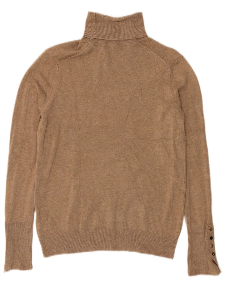 Zara Womens Roll Neck Jumper Sweater UK 12 Medium Beige Viscose