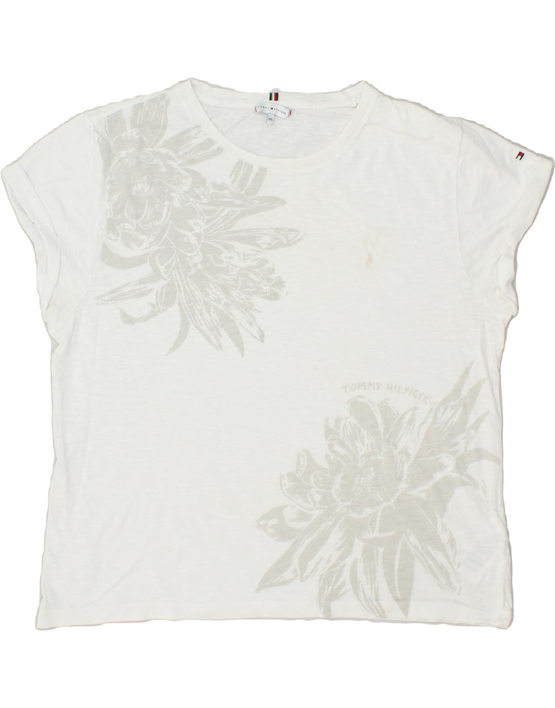 TOMMY HILFIGER Womens Graphic T-Shirt Top UK 20 2XL White Floral Cotton Vintage Tommy Hilfiger and Second-Hand Tommy Hilfiger from Messina Hembry 