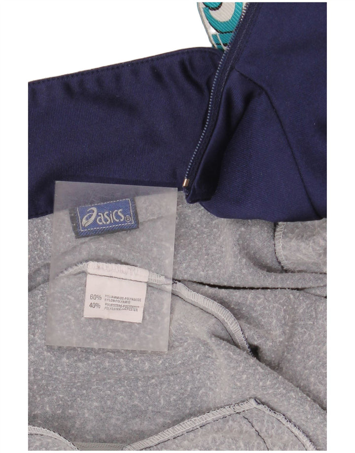 Asics Mens Graphic Tracksuit Top Jacket Large Navy Blue Colourblock