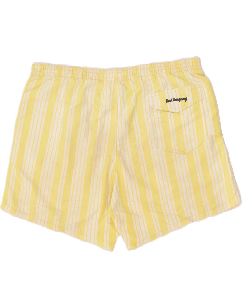 BEST COMPANY Mens Sport Shorts Medium Yellow Striped Polyamide | Vintage Best Company | Thrift | Second-Hand Best Company | Used Clothing | Messina Hembry 