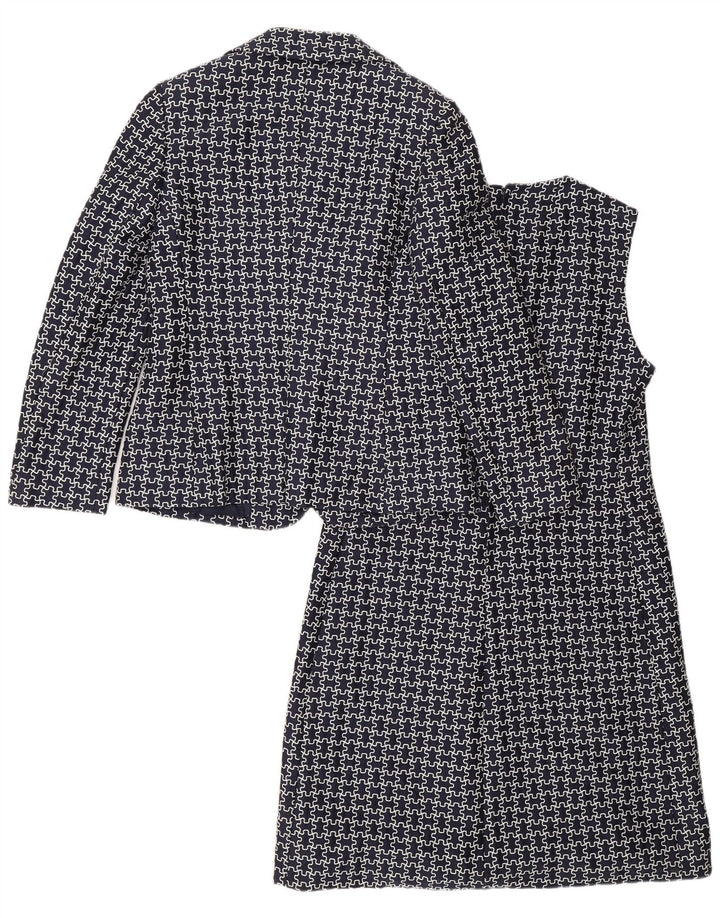 Giole Womens 3 Button 2 Piece Set IT 44 Medium Navy Blue Geometric
