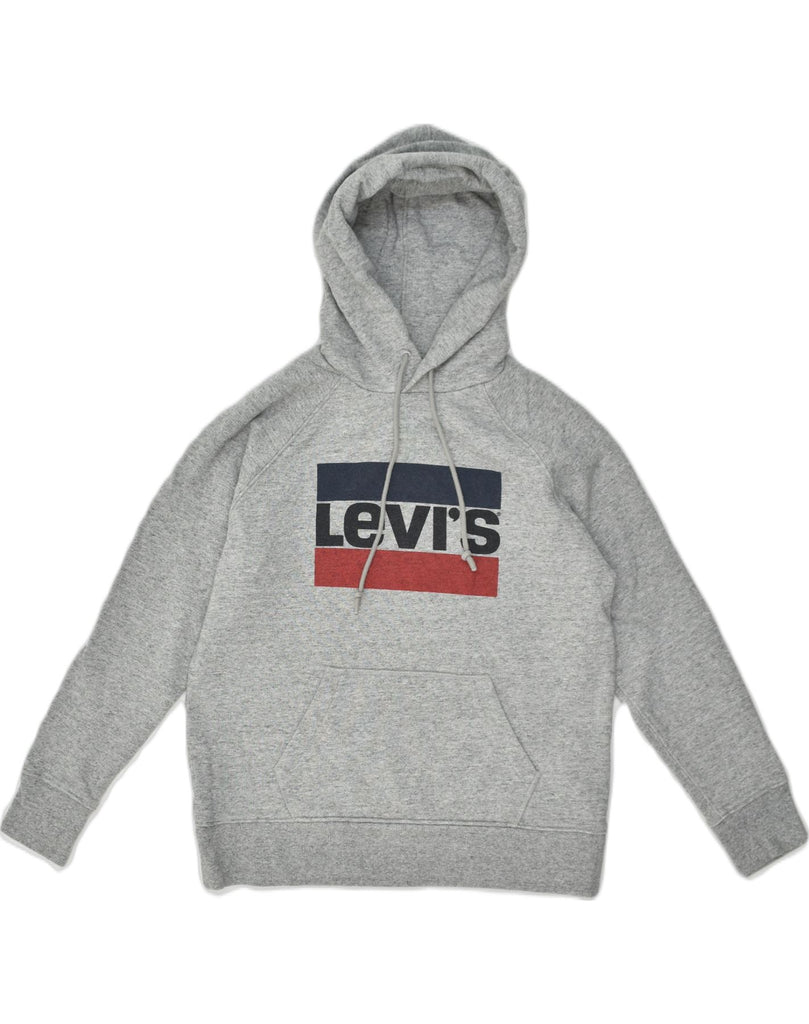 LEVI'S Womens Loose Fit Graphic Hoodie Jumper UK 10 Small Grey Cotton | Vintage Levi's | Thrift | Second-Hand Levi's | Used Clothing | Messina Hembry 