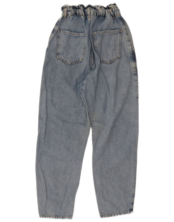 Zara Womens High Waist Tapered Jeans EU 34 2XS W24 L25 Blue Cotton