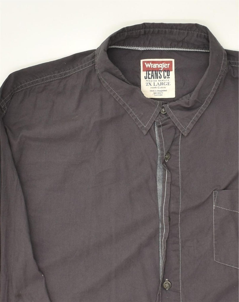 WRANGLER Mens Shirt 2XL Grey Cotton | Vintage Wrangler | Thrift | Second-Hand Wrangler | Used Clothing | Messina Hembry 