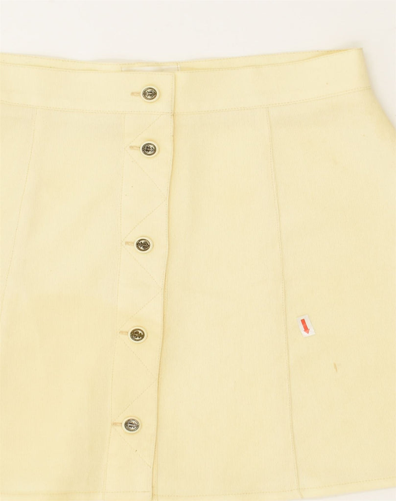 VINTAGE Womens Mini A-Line Skirt W28 Medium Yellow Viscose | Vintage Vintage | Thrift | Second-Hand Vintage | Used Clothing | Messina Hembry 