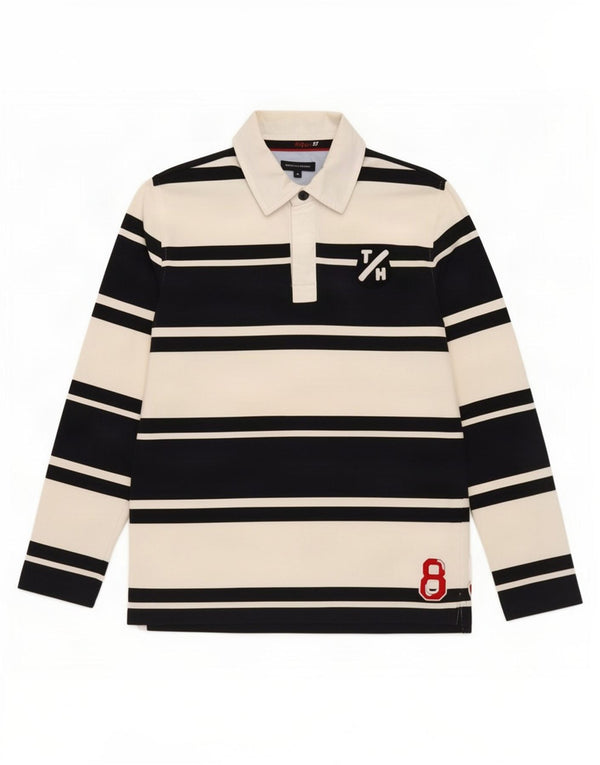 Tommy Hilfiger Boys Graphic Rugby Polo Shirt 13-14 Years White Striped