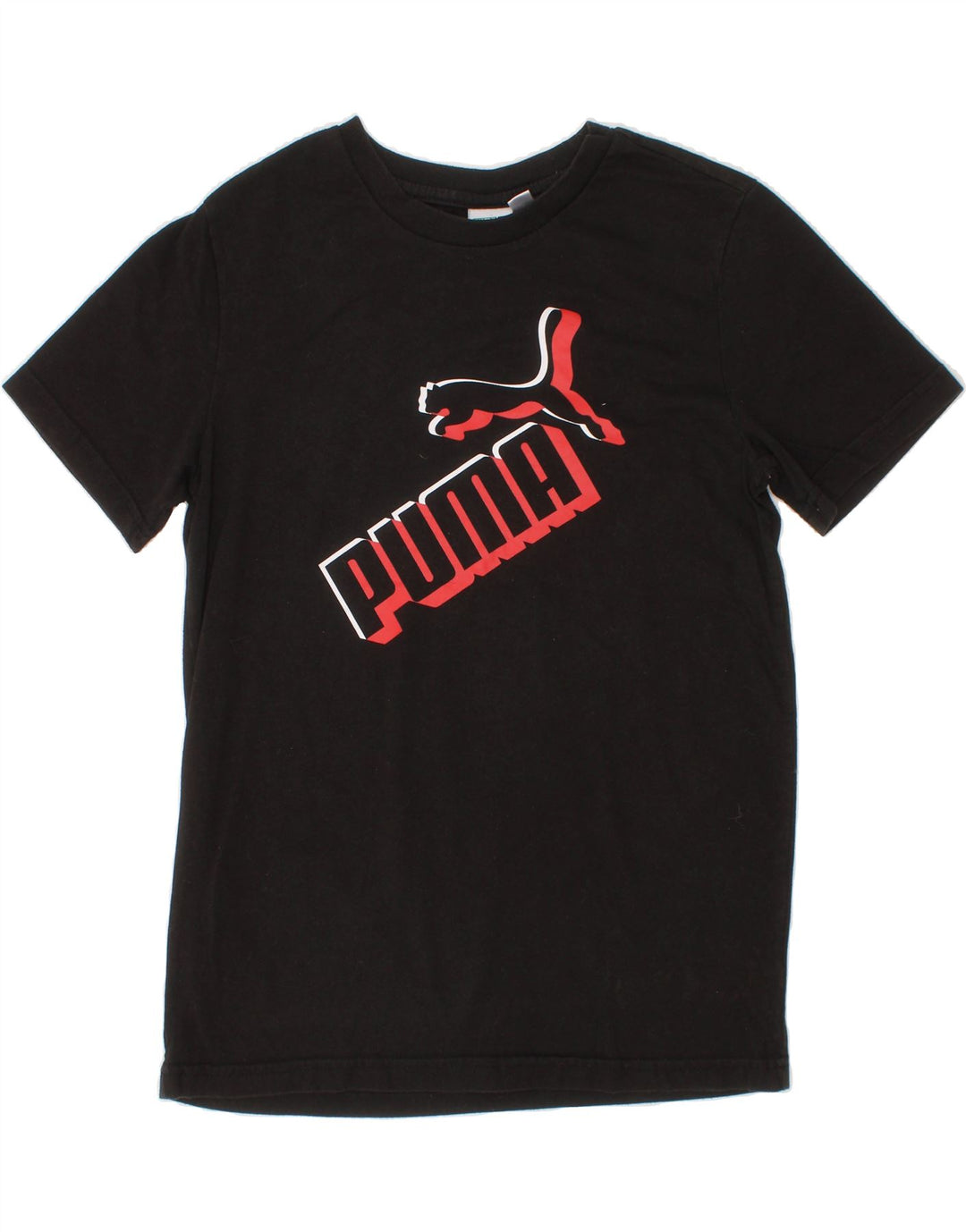 PUMA Boys Graphic T-Shirt Top 10-11 Years Medium Black Cotton Vintage Puma and Second-Hand Puma from Messina Hembry 