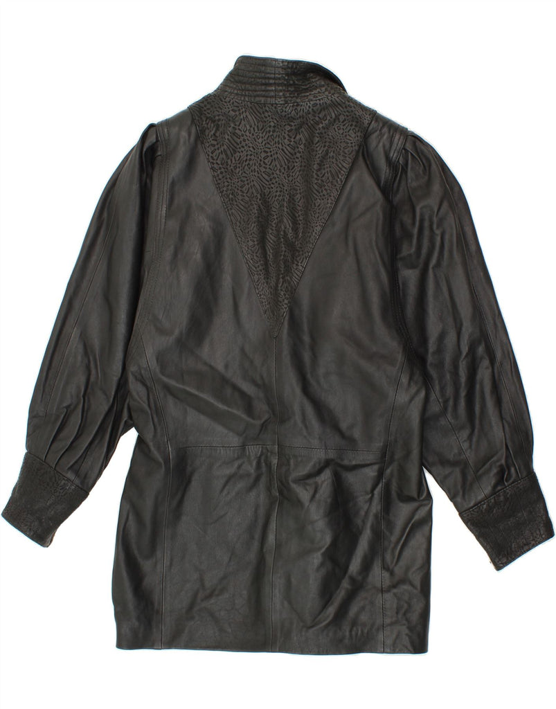YOUR SIXTH SENSE Womens Loose Fit Leather Coat EU 42 Large Black Leather Vintage Your Sixth Sense and Second-Hand Your Sixth Sense from Messina Hembry 