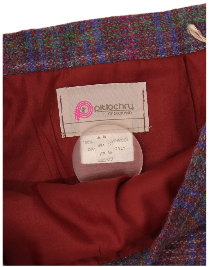 Pitlochry Womens Midi Skirt UK 14 Medium W30 Multicoloured Check Wool