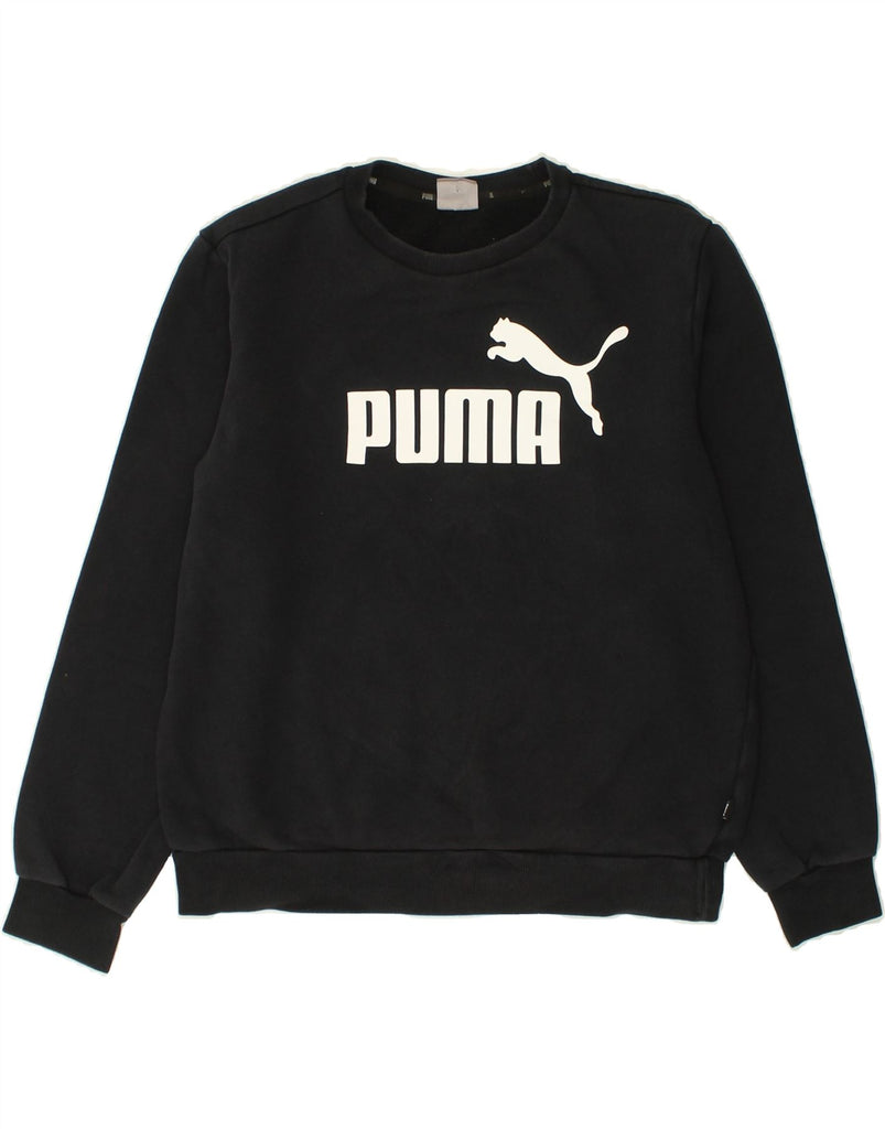 PUMA Mens Graphic Sweatshirt Jumper Medium Black Cotton | Vintage Puma | Thrift | Second-Hand Puma | Used Clothing | Messina Hembry 