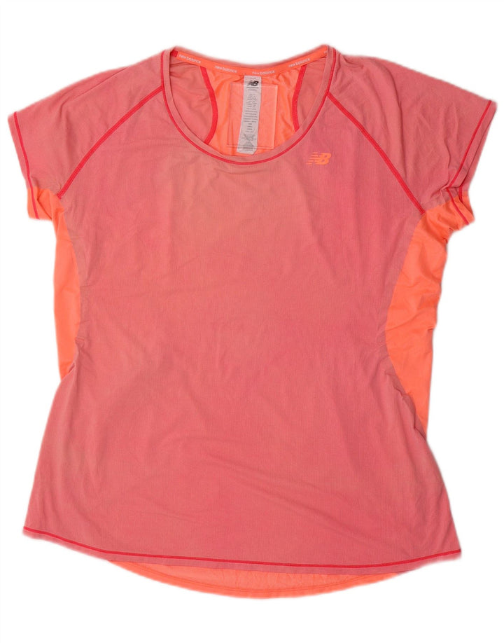 NEW BALANCE Womens T-Shirt Top UK 18 XL Pink Colourblock Nylon
