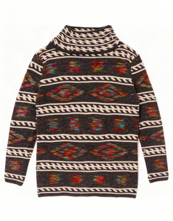 Vintage Womens Wrap Cardigan Sweater UK 16 Large Grey Geometric Acrylic